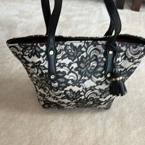 Elegant Black and White Lace Tote Bag